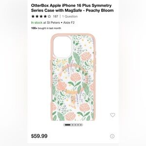 OtterBox Symmetry Series Case for iPhone 16 Plus - Peachy Bloom